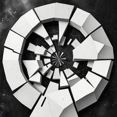 The primary subject of the image is a white circular structure with a black background. The setting appears to be a futuristic or abstract environment. The visual style of the image is digital art, as it is a detailed and intricate design. The dominant colors are black and white, creating a contrasting and striking appearance. The overall atmosphere of the image is modern and innovative.